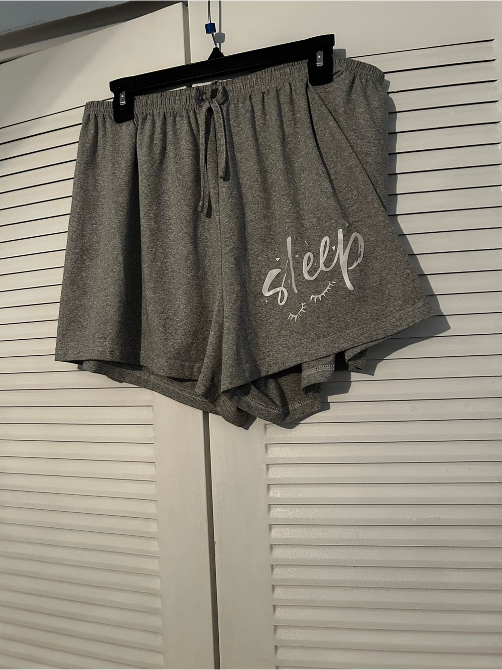 SHEIN Curve Gray Heathered Lounge Shorts with White Script